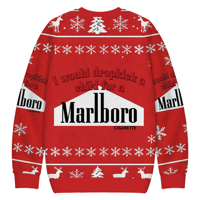 Uglysweatershops I Would Dropkcik A Child Red Christmas Ugly Sweatshirt