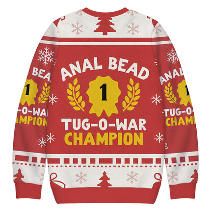 Uglysweatershops Champion Funny Red Christmas Ugly Sweatshirt