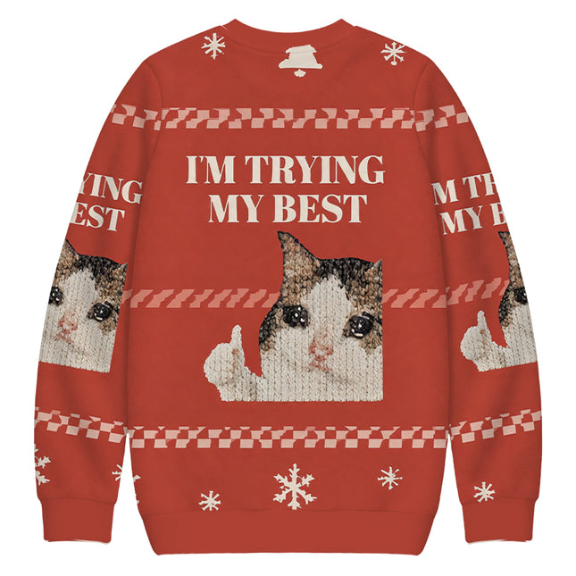 Uglysweatershops I'm Trying My Best Christmas Ugly Sweatshirt