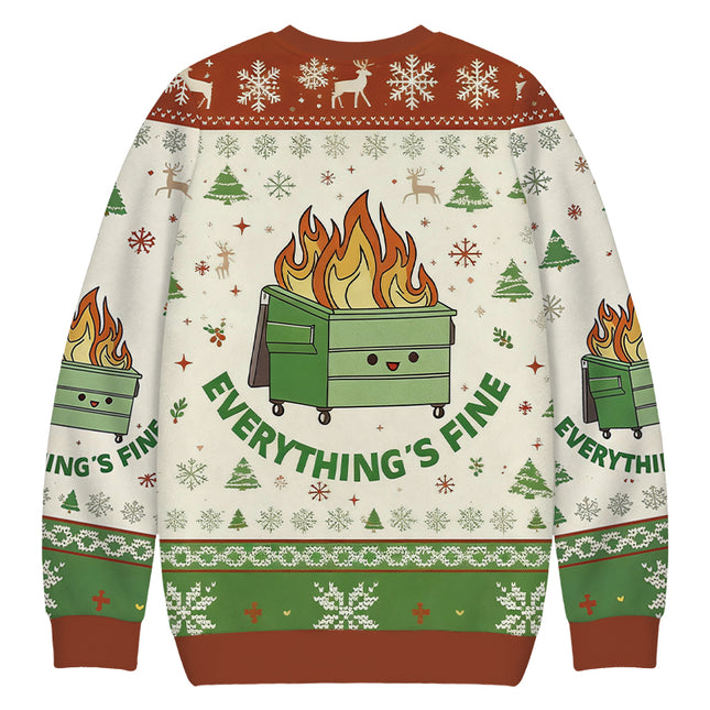 Uglysweatershops Everything is Fine Christmas Ugly Sweatshirt