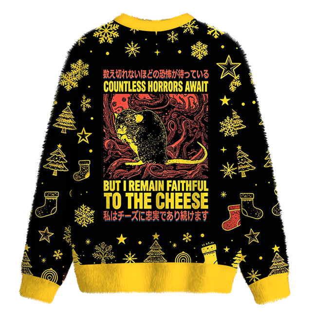Uglysweatershops Countless Horrors Await But Remain Faithful to the Cheese Fuzzy Christmas Ugly Sweatshirt