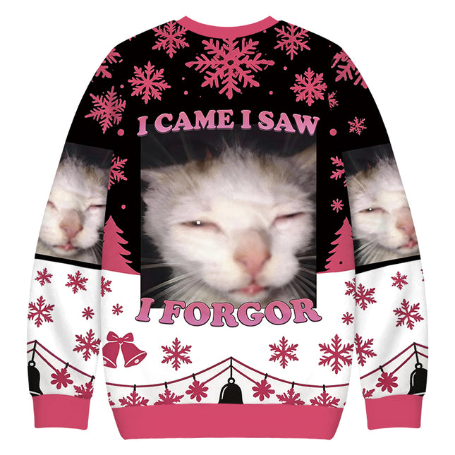 Uglysweatershops I Forgor Funny Cat Meme Christmas Ugly Sweatshirt