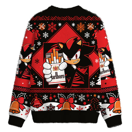Uglysweatershops Shadow The Hedgehog Fuzzy Christmas Ugly Sweatshirt