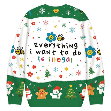 Uglysweatershops Everything is illegal Christmas Ugly Sweatshirt