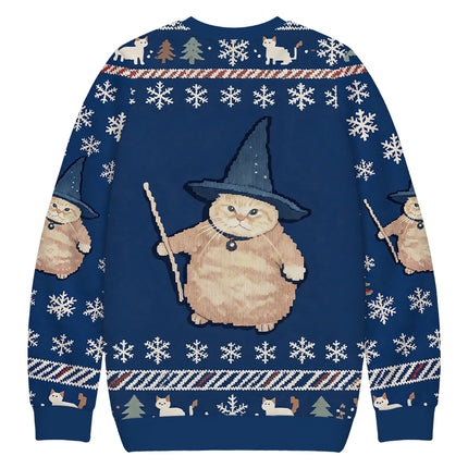 Uglysweatershops Wizard Cat Funny Christmas Ugly Sweatshirt
