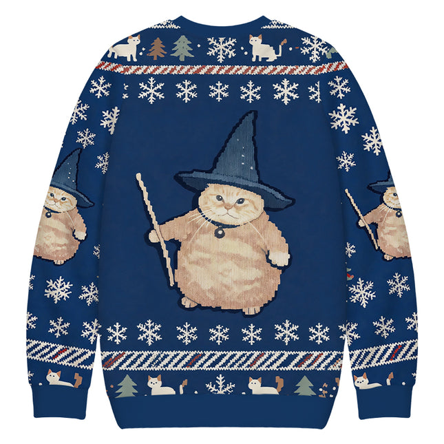 Uglysweatershops Wizard Cat Funny Christmas Ugly Sweatshirt