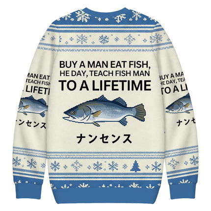 Uglysweatershops Buy a Man Eat Fish Christmas Ugly Sweatshirt