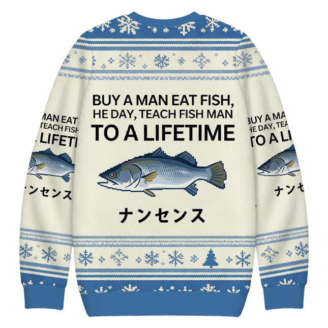 Uglysweatershops Buy a Man Eat Fish Christmas Ugly Sweatshirt