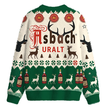Uglysweatershops Brown Deer Fuzzy Christmas Ugly Sweatshirt