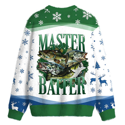 Uglysweatershops Master Baiter Retro Fuzzy Christmas Ugly Sweatshirt