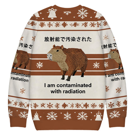 Uglysweatershops Capybara Contaminated By Radiation Christmas Ugly Sweatshirt