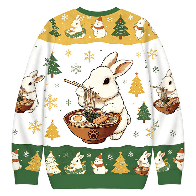 Uglysweatershops Bunny:One More Bowl Christmas Ugly Sweatshirt