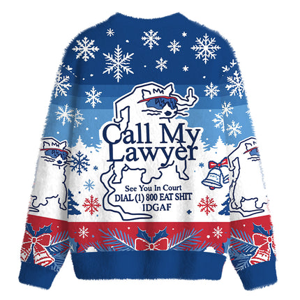 Uglysweatershops Call My Lawyer Fuzzy Christmas Ugly Sweatshirt