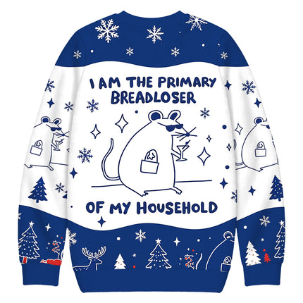 Uglysweatershops I Am the Primary Breadloser of My Household Christmas Ugly Sweatshirt