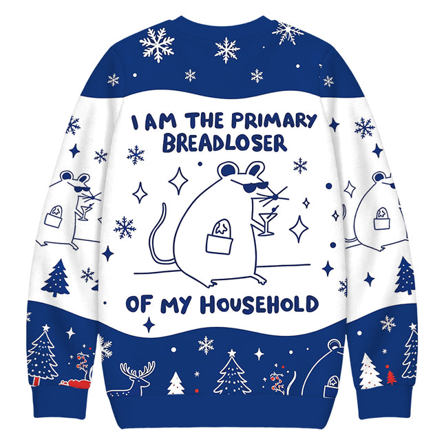 Uglysweatershops I Am the Primary Breadloser of My Household Christmas Ugly Sweatshirt