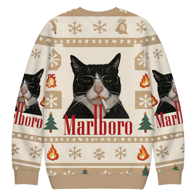 Uglysweatershops Smkong Black Cat Christmas Ugly Sweatshirt