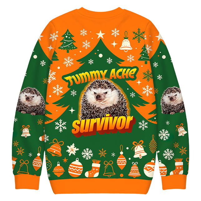 Uglysweatershops Tummy Ache Survivor Meme Christmas Ugly Sweatshirt