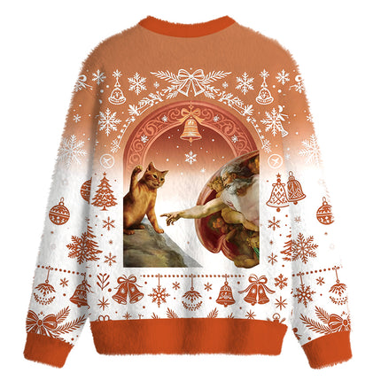 Uglysweatershops The Creation of Cat Fuzzy Christmas Ugly Sweatshirt