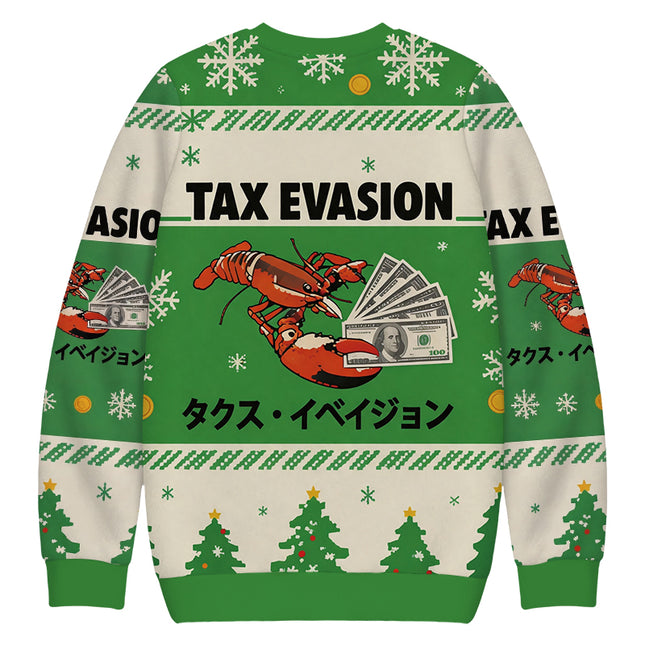 Uglysweatershops Green Tux Evasion Funny Christmas Ugly Sweatshirt