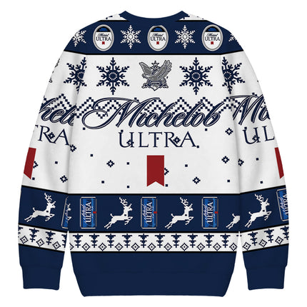Uglysweatershops Blue White Snowflake Deer Christmas Ugly Sweatshirt