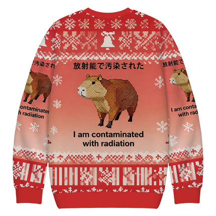 Uglysweatershops Capybara Contaminated By Radiation Christmas Ugly Sweatshirt