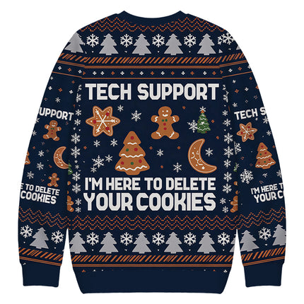 Uglysweatershops Blue Tech Support Computer Programmer Christmas Ugly Sweatshirt