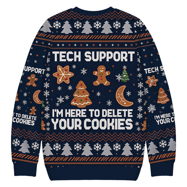 Uglysweatershops Blue Tech Support Computer Programmer Christmas Ugly Sweatshirt