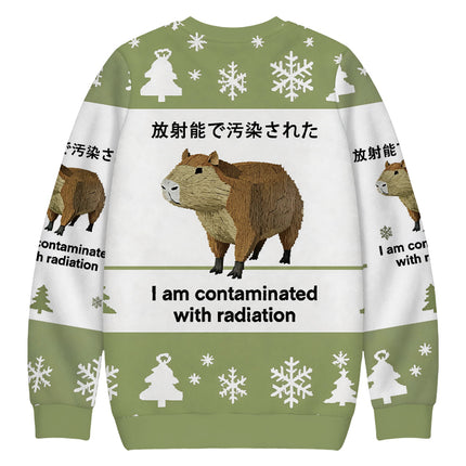 Uglysweatershops Capybara Contaminated By Radiation Christmas Ugly Sweatshirt