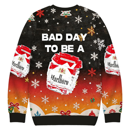 Uglysweatershops Bad Day to be Cigarette Pack Christmas Ugly Sweatshirt