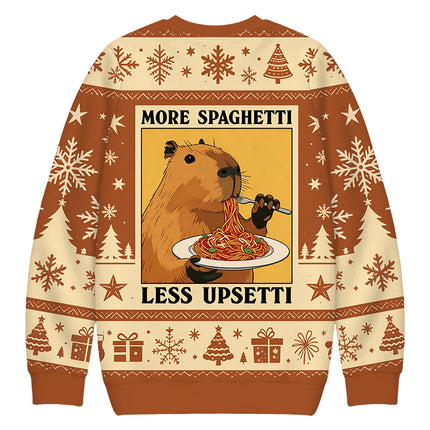 Uglysweatershops Capybara Eating Christmas Ugly Sweatshirt