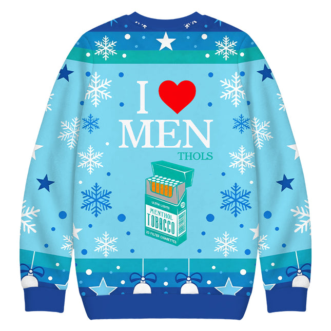 Uglysweatershops I Heart Love Smoking Christmas Ugly Sweatshirt