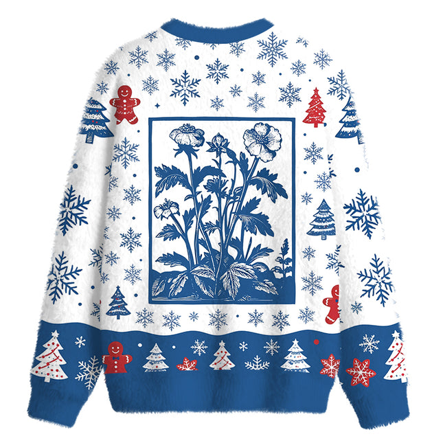 Uglysweatershops Wildflowers Fuzzy Christmas Ugly Sweatshirt