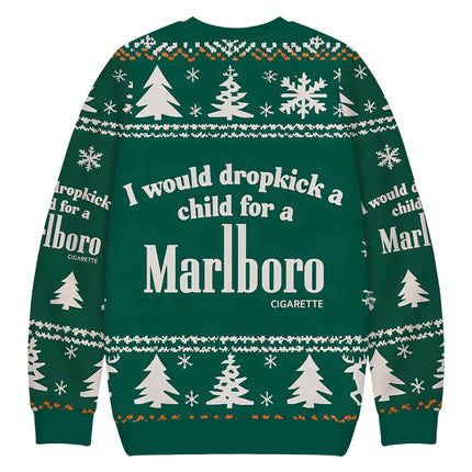 Uglysweatershops I Would Dropkick A Child Green Christmas Ugly Sweatshirt