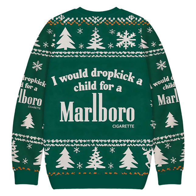 Uglysweatershops I Would Dropkick A Child Green Christmas Ugly Sweatshirt