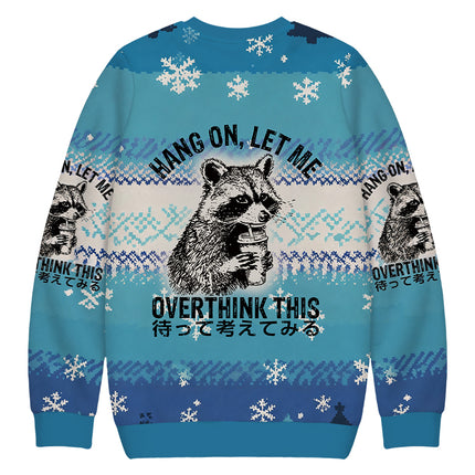 Uglysweatershops Overthink Raccoon Christmas Ugly Sweatshirt