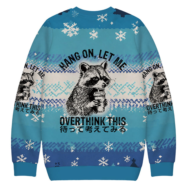 Uglysweatershops Overthink Raccoon Christmas Ugly Sweatshirt
