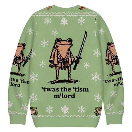 Uglysweatershops Focused Samurai Frog Christmas Ugly Sweatshirt