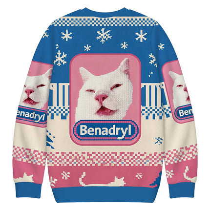 Uglysweatershops Drowsy Meme Cat Christmas Ugly Sweatshirt