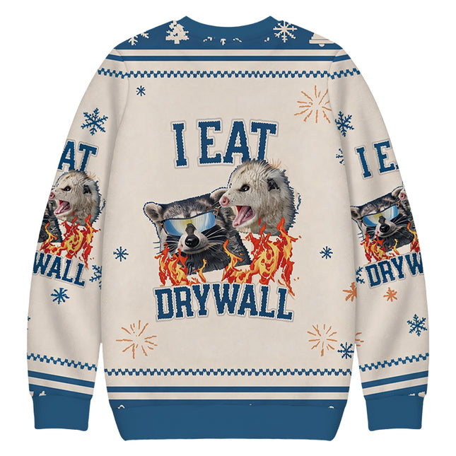 Uglysweatershops I Eat Drywall Christmas Ugly Sweatshirt