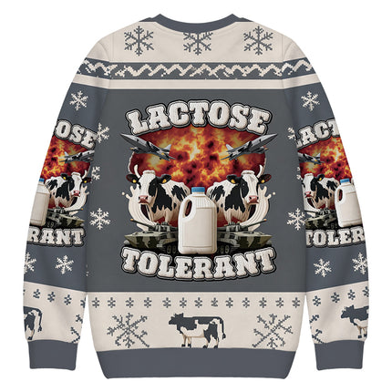 Uglysweatershops Lactose Tolerant Funny Meme Christmas Ugly Sweatshirt