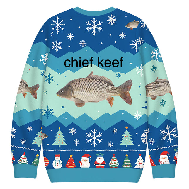 Uglysweatershops Chief Keef Fish Christmas Ugly Sweatshirt