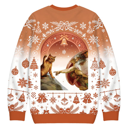Uglysweatershops The Creation of Cat Christmas Ugly Sweatshirt