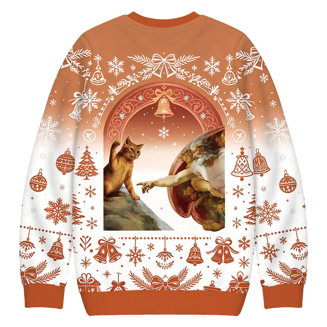 Uglysweatershops The Creation of Cat Christmas Ugly Sweatshirt
