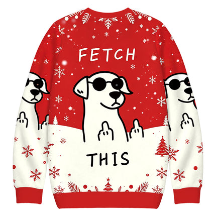 Uglysweatershops Rebellious Dog Christmas Ugly Sweatshirt