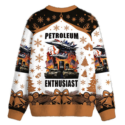 Uglysweatershops Petroleum Enthusiast Fuzzy Christmas Ugly Sweatshirt