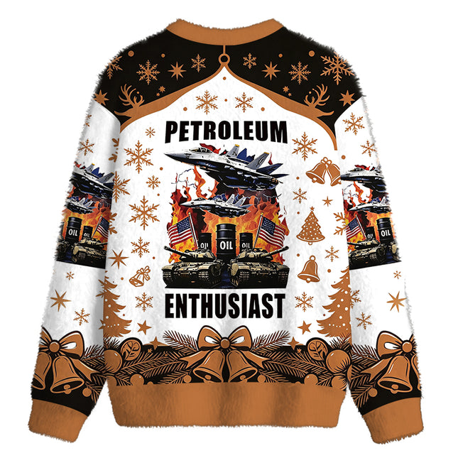 Uglysweatershops Petroleum Enthusiast Fuzzy Christmas Ugly Sweatshirt