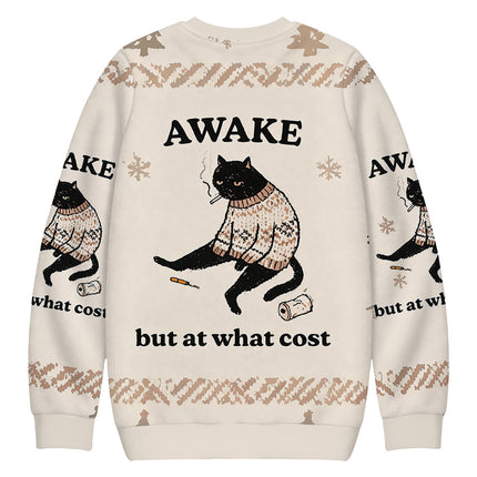 Uglysweatershops Decadent Smoking Cat Christmas Ugly Sweatshirt