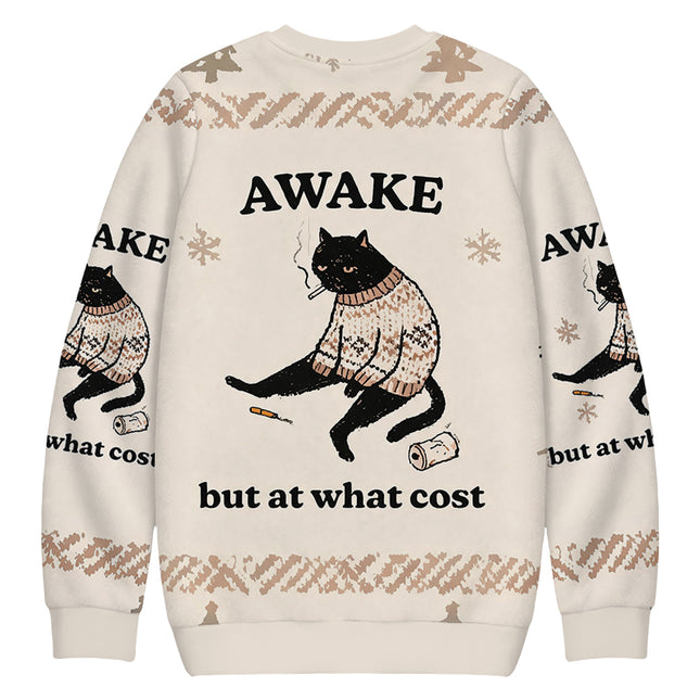 Uglysweatershops Decadent Smoking Cat Christmas Ugly Sweatshirt