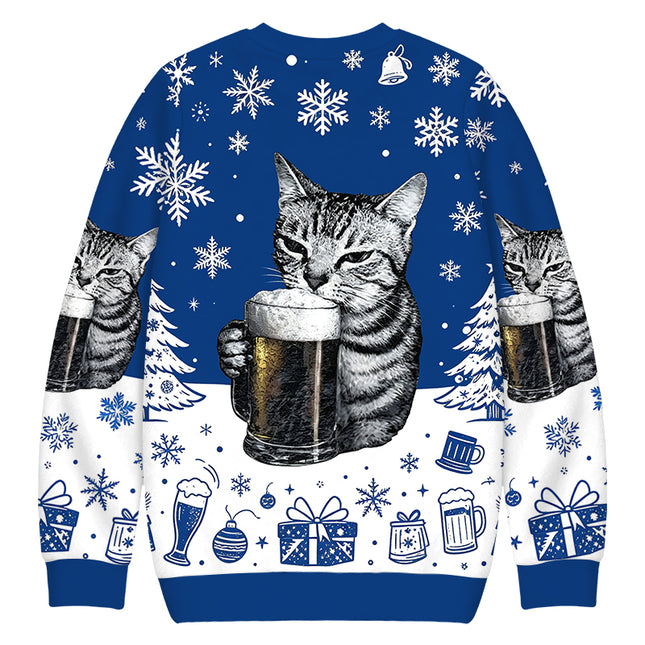 Uglysweatershops Cheers With The Cat Christmas Ugly Sweatshirt