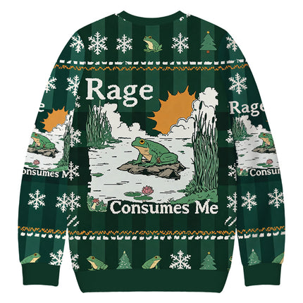 Uglysweatershops Rage Consumes Me Frog Christmas Ugly Sweatshirt